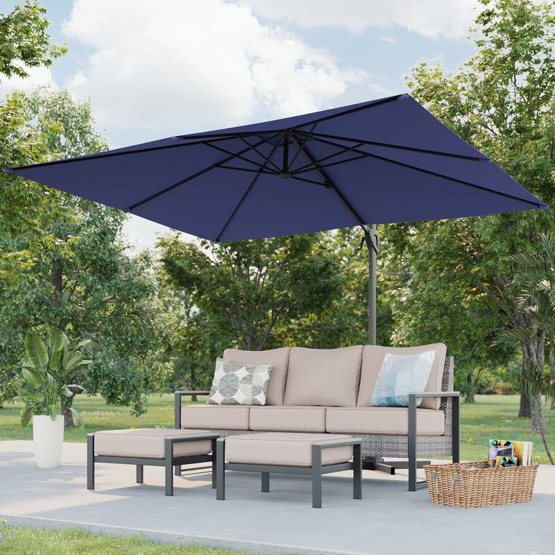 BONOSUKI 10x8FT Cantilever Patio Umbrella, Ultimate Outdoor Comfort with 360° Rotation and Canopy Angle Adjustment