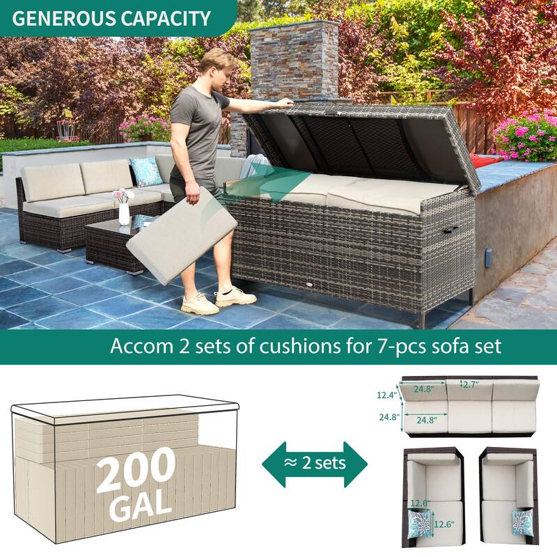 200 Gallon Outdoor Wicker Deck Box - N/A