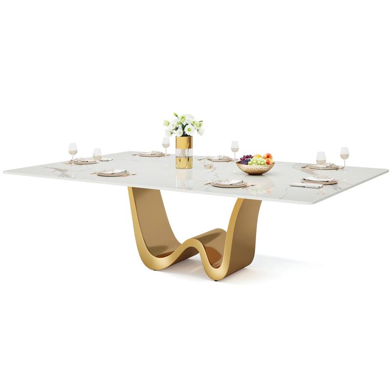 78.74" Large Modern Luxury Rectangle Dining Table, Kitchen Dinner Accent Table