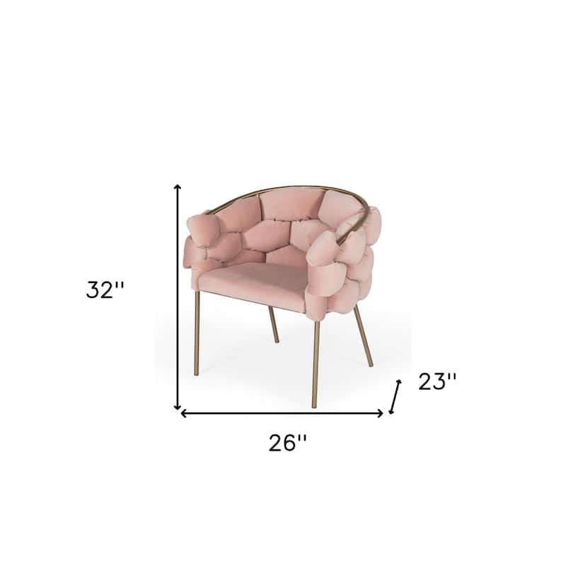 Modern Velvet Upholstered Arm Dining Chair with Brass Metal Legs and Solid Back for Living Room or Office - 32”H x 26”W x 23”D