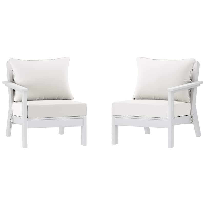 Polytrends Birchwood All Weather HDPE Outdoor Patio Deep Seating White Loveseat (2-Piece)