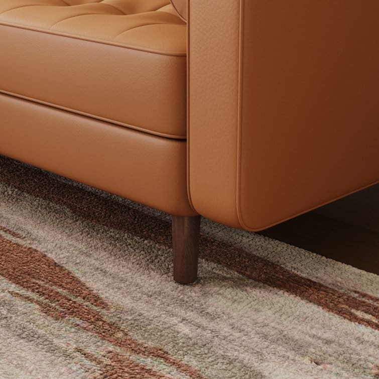 59" Mid-Century Square Arm Leather Loveseat