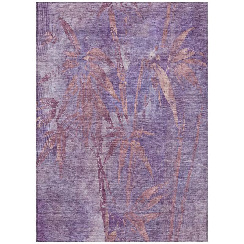 Machine Washable Indoor/ Outdoor Modern Floral Chantille Rug