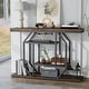 preview thumbnail 1 of 15, Console Table Industrial 4-Tier Entryway Table Narrow Wood Accent Tables with Storage Shelves for Living Room, Hallway, Foyer Black and Rustic Brown
