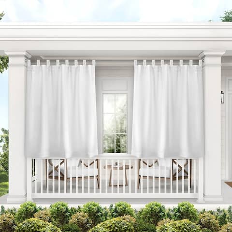 ATI Home Indoor/Outdoor Solid Cabana Tab Top Curtain Panel Pair