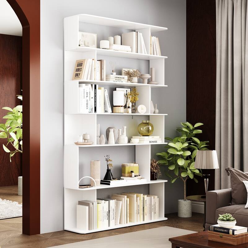 Bookshelf Wood Bookcase Free Standing Room Dividers Display Storage