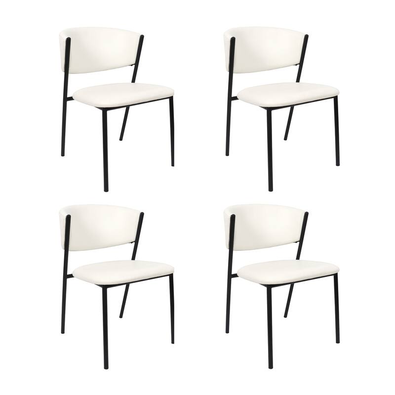 Manhattan Comfort Drift Vegan Leather Metal Side Chair - Set of 4