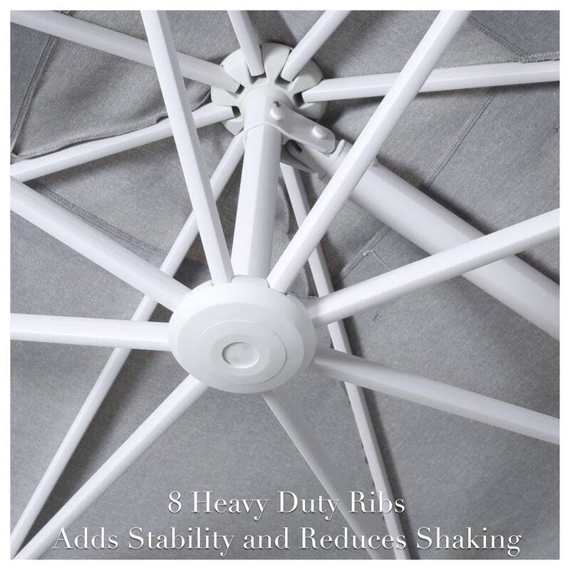 Margutta 10 ft. Square Aluminum Cantilever Tilt Outdoor Patio Umbrella with Granite Base in Mouse Gray