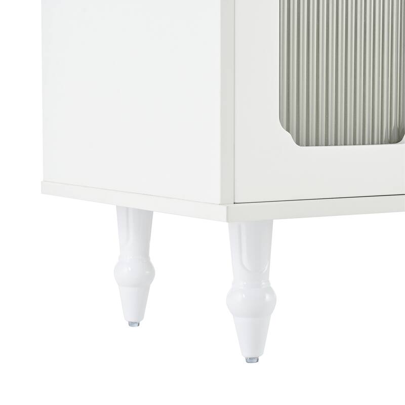 70" Retro Media Console for 78" TVs - TV Stand with Fluted Glass Doors, Drawers & Ample Storage