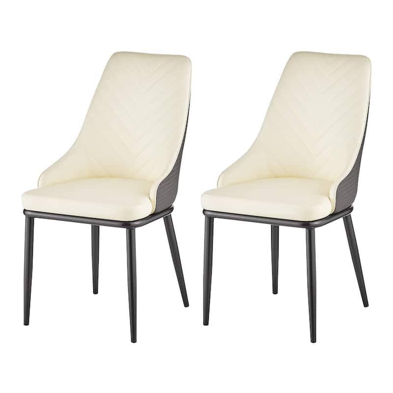 Faux Leather Upholstered Dining Chairs with Woven Back, Set of 2 - 18.11"W x 21.26"D x 36.61"H