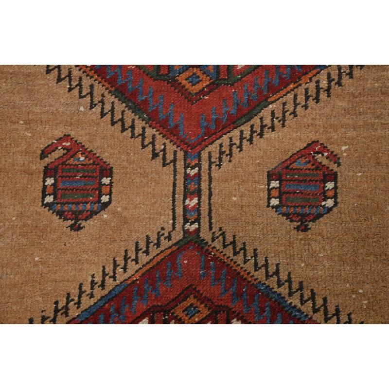 Hand Knotted Oriental 100% Wool Carpet Traditional Geometric Brown Sarab Runner Rug - 8' 6'' X 3' 0''