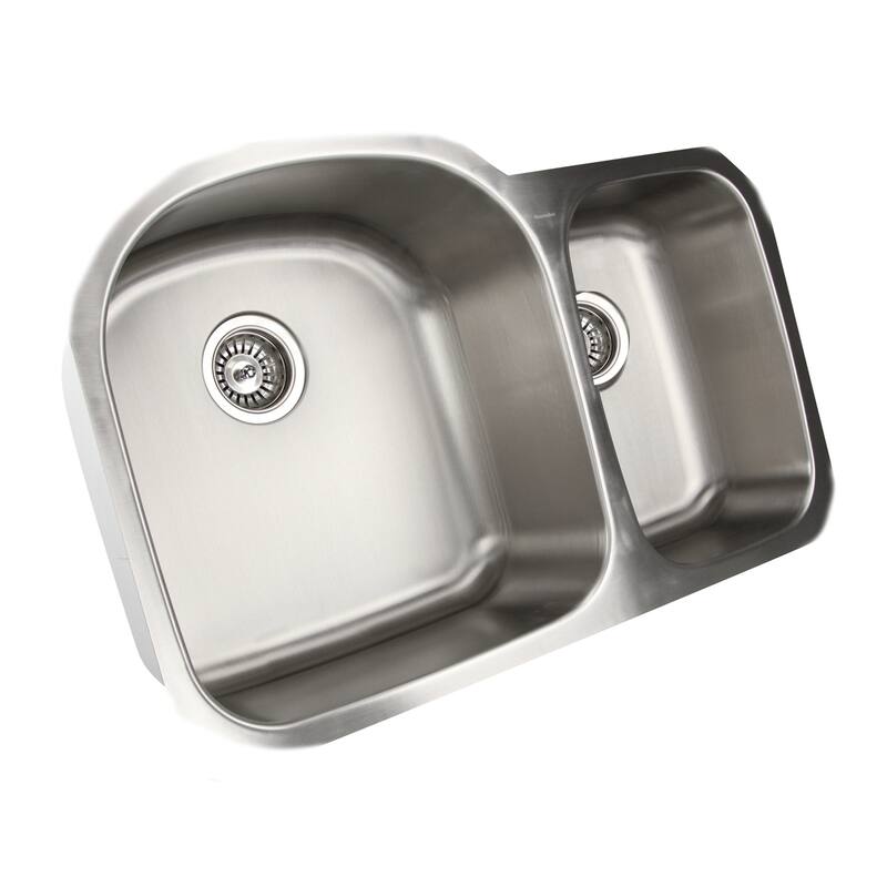 Highpoint Collection Stainless Steel Undermount 70/30 Ratio Double Bowl Kitchen Sink