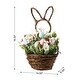 preview thumbnail 12 of 36, Glitzhome Easter Bunny Shaped Wreath with Eggs Satin Ribbon Bow Basket