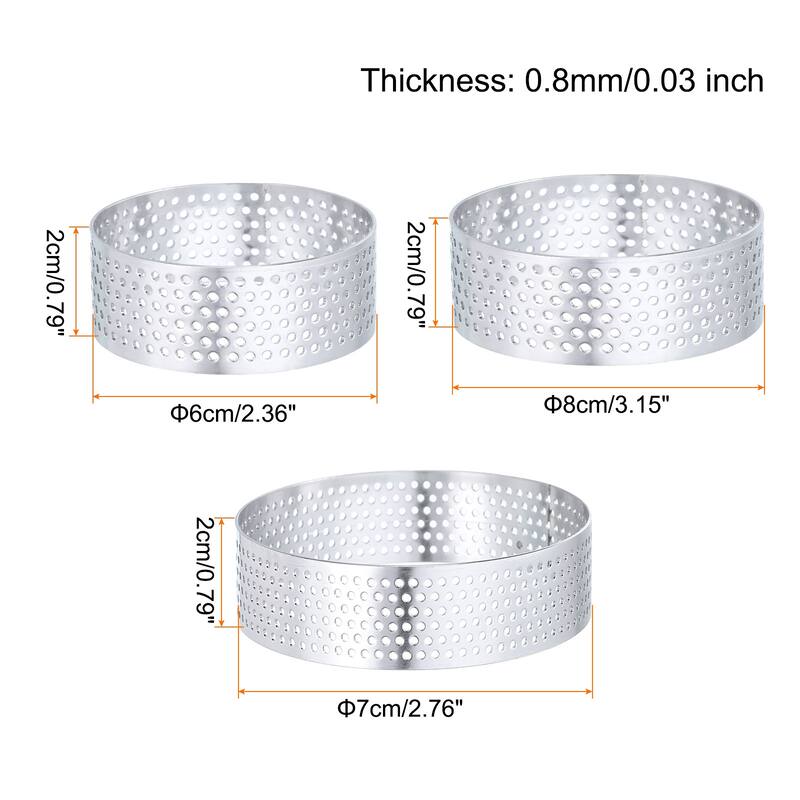 Stainless Steel Cake Rings Round Perforated Baking Cake Ring - 2.4"/2.8"/3.1"