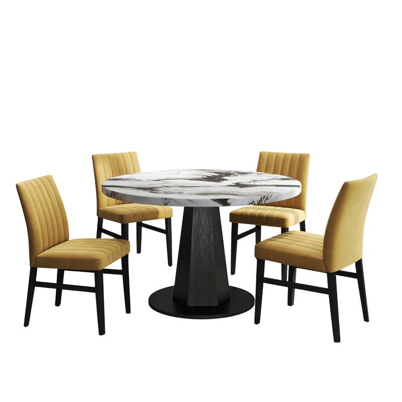 Roundhill Furniture Cavira 5-Piece Round Modern Dining Set