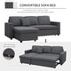 preview thumbnail 4 of 16, HOMCOM Sectional Sleeper Sofa, Linen Fabric L Shaped Couch with Pull out Bed, Reversible Storage Chaise, 3-seat, Dark Grey