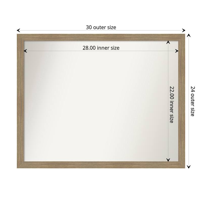 Woodgrain Stripe Non-Beveled Wood Framed Bathroom Vanity Wall Mirror - Woodgrain Stripe Mocha - Glass Size 28x22