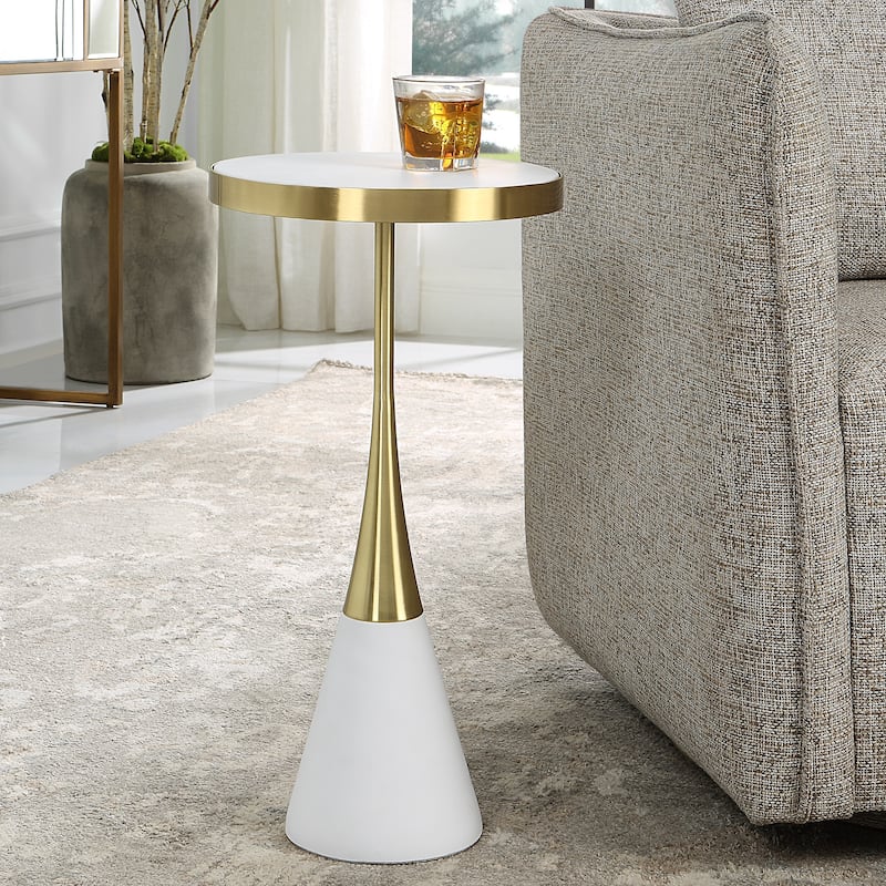 Uttermost Apex White Concrete Accent Table - 13"W x 24"H x 13"D