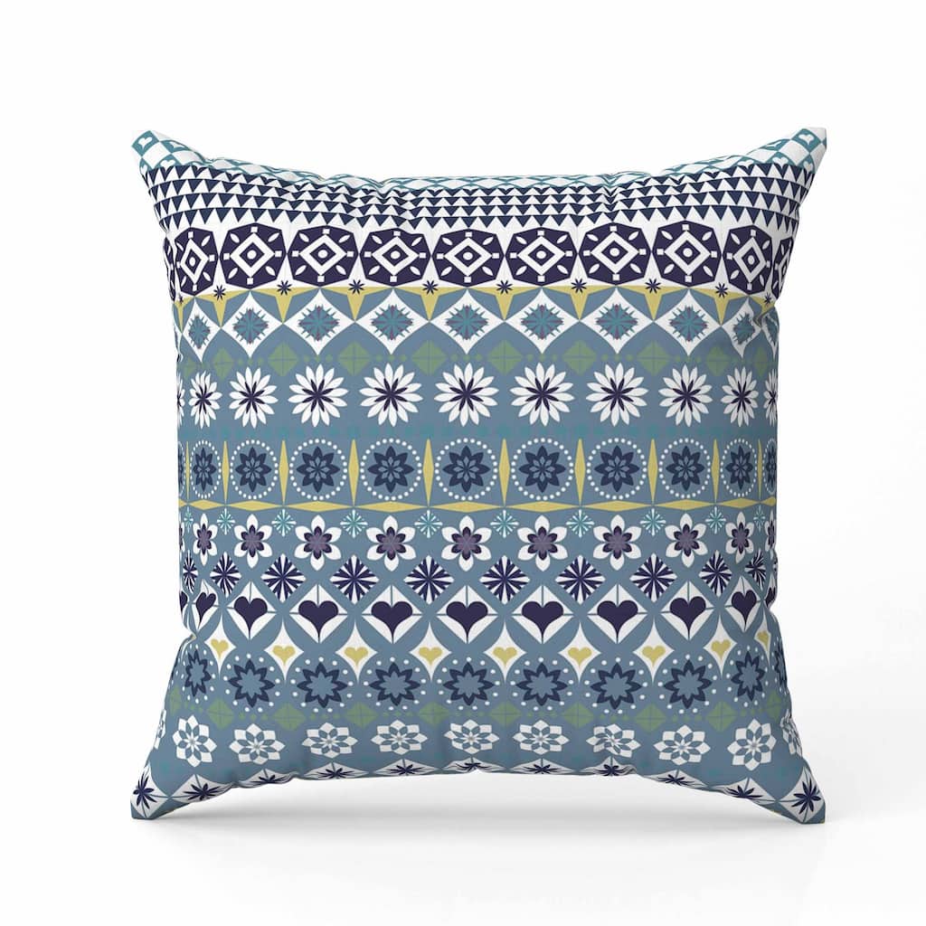 Shape Synergy Faux Suede Reversible Throw Pillow Blue and Yellow