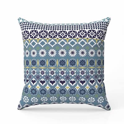 Shape Synergy Indoor/Outdoor Reversible Throw Pillow Blue and Yellow