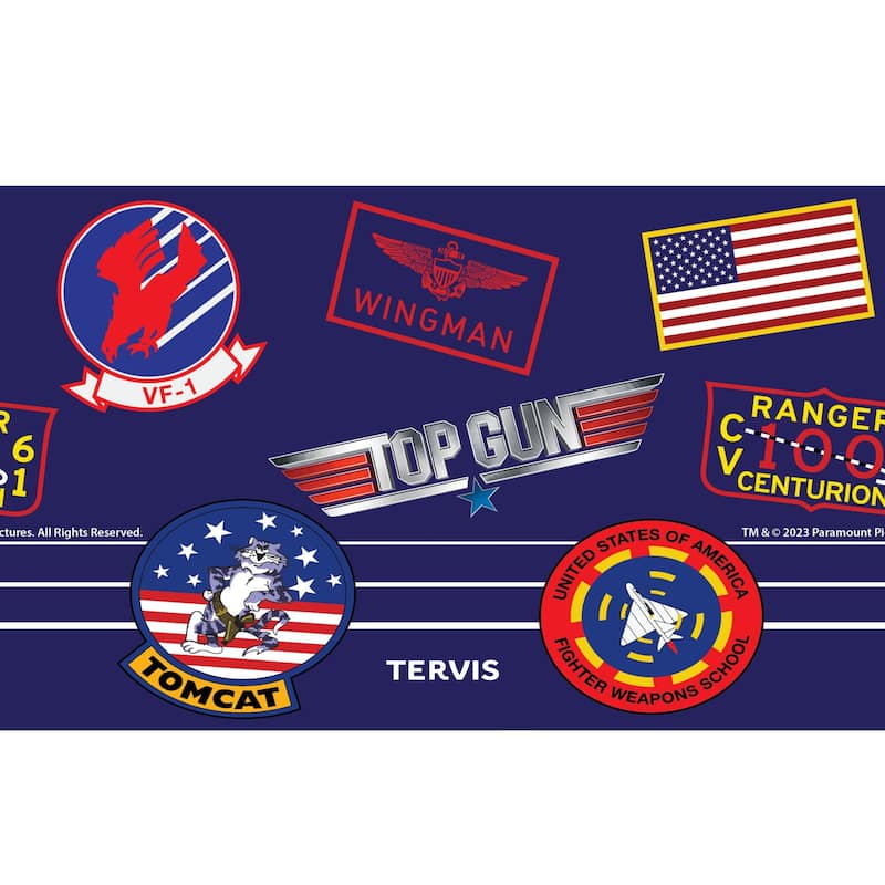 Tervis Traveler Top Gun Maverick Patch Collage Triple Walled Insulated Travel Tumbler, Stainless Steel