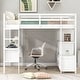 preview thumbnail 4 of 7, White Pinewood Loft Bed with Built-in Desk, Drawers, Shelves, and Storage Cabinets