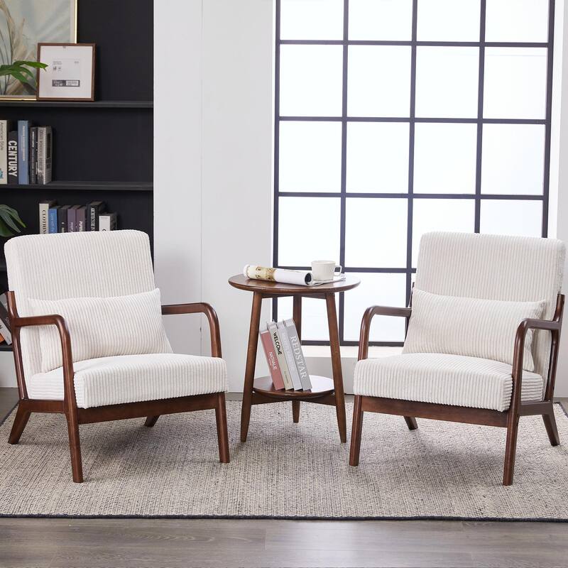 Mid-Century Modern Accent Chair, Armchair Living Room Chairs with Pillow
