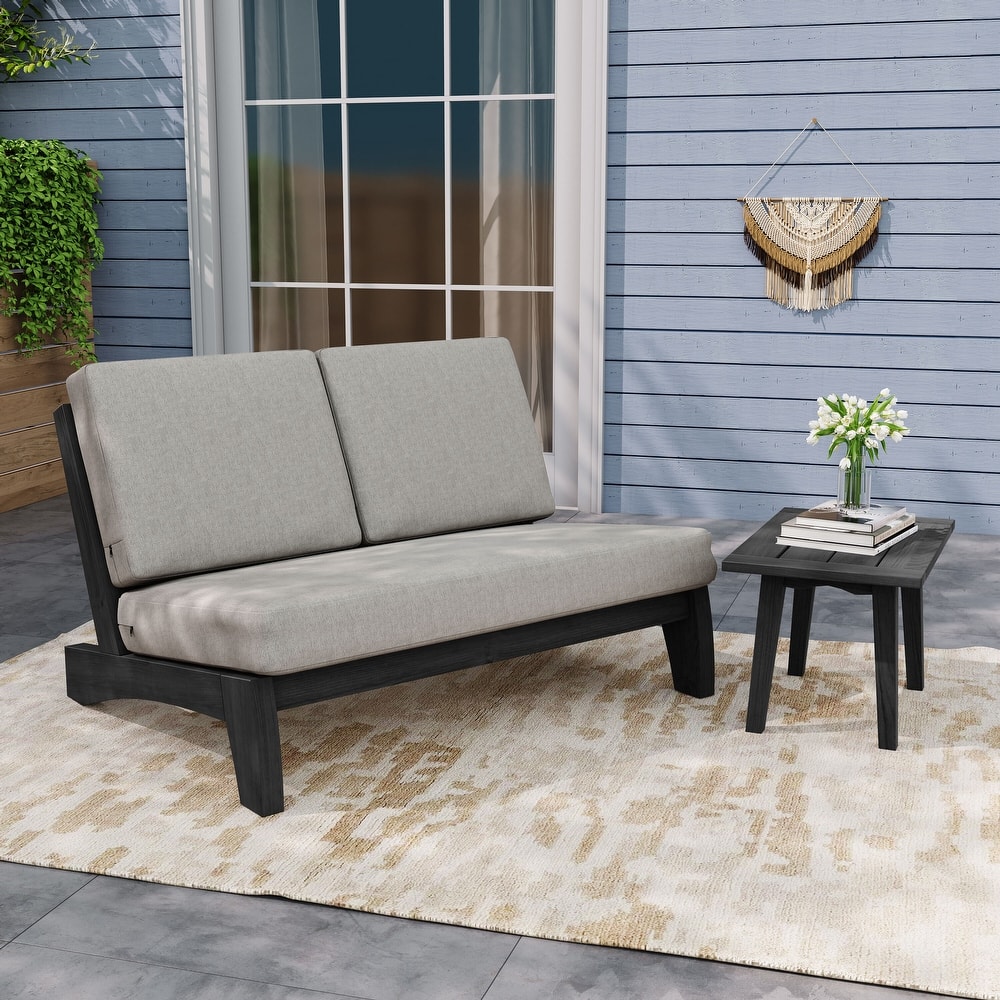 Outdoor Sectional Furniture Teak Conversation Set with Side Table