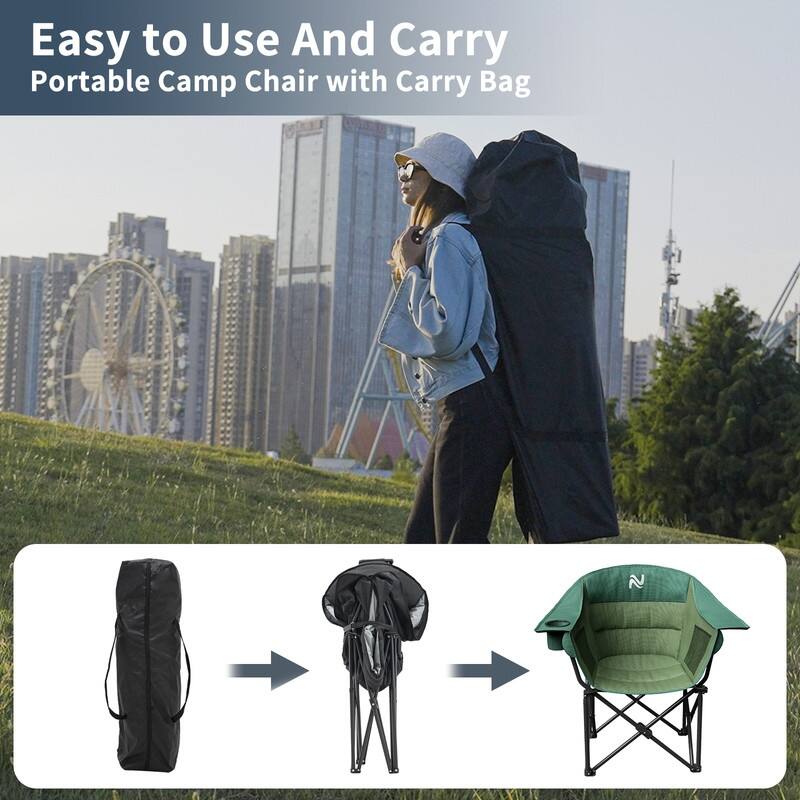 Oversized Padded Camping Chair with Armrests, Outdoor Sports, Camping
