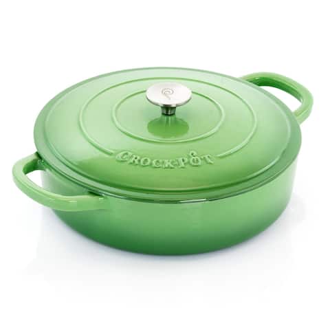 Crock Pot Classics 5Qt Ombre Enamel Cast Iron Braiser Pan Lid