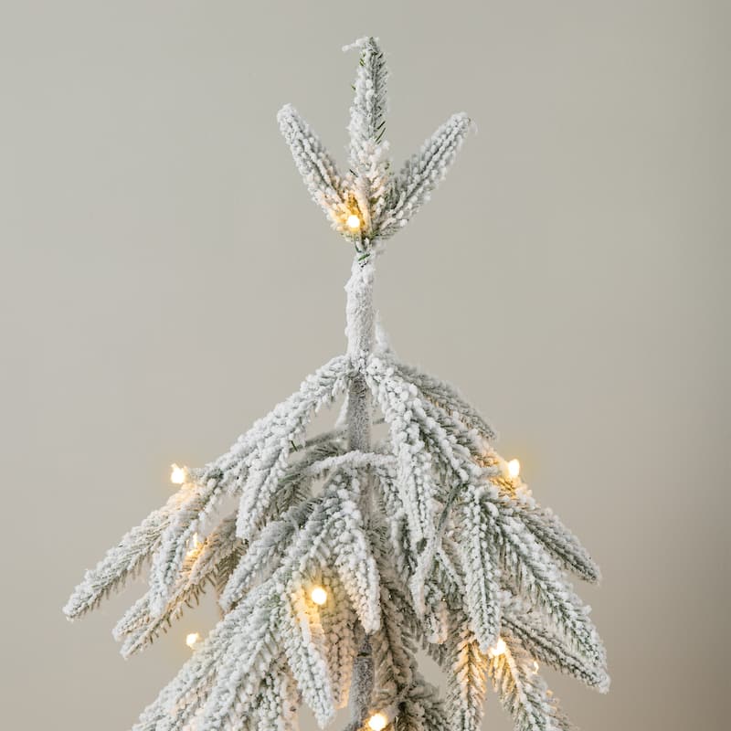 Glitzhome 2ft Pre-Lit Flocked Pine Artificial Christmas Tree With Lights and Timer