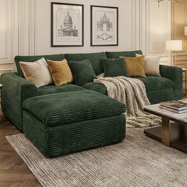 GDFStudio Zephyrian Corduroy Foam Modular Compressed Sofa with