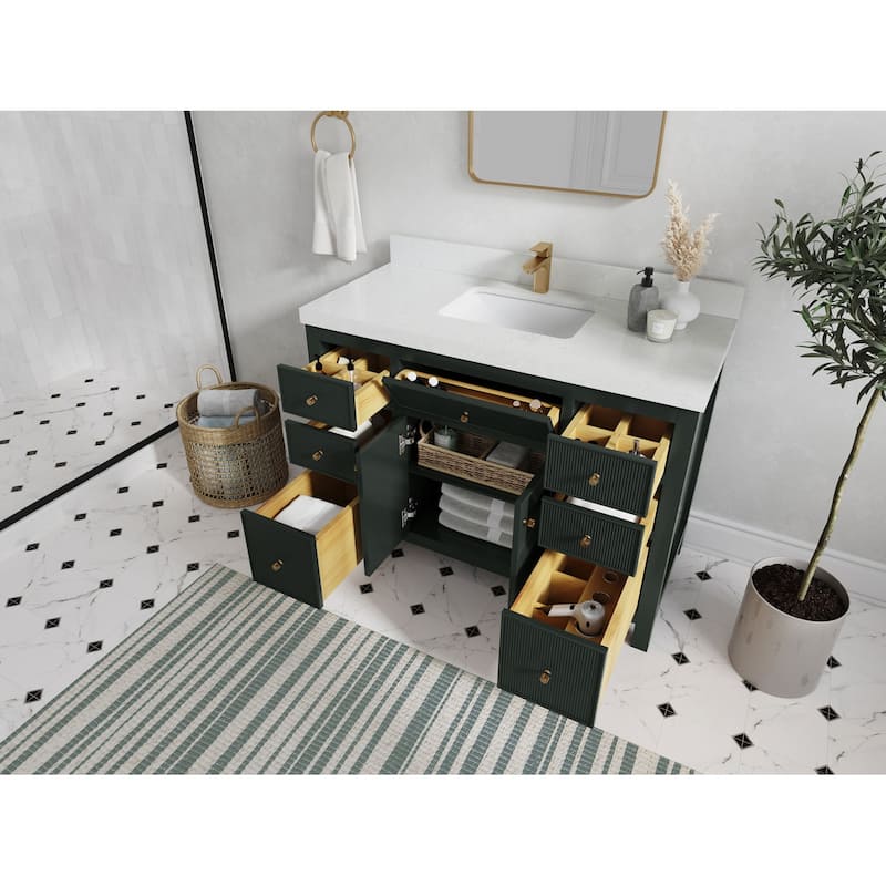 Willow Collections 48 in W x 22 in D Sonoma Free Standing Reeded Single Sink Bathroom Vanity with Countertop