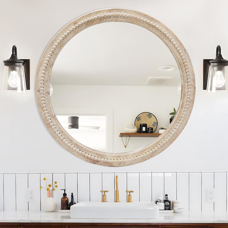 Country-Style Wooden Bead Mirror Enhances Your Home Style