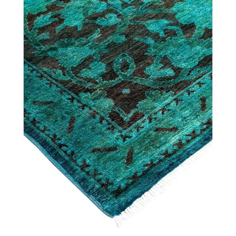 Overton Hand Knotted Wool Vintage Inspired Modern Contemporary Overdyed Gray Area Rug - 11' 9" x 17' 6"
