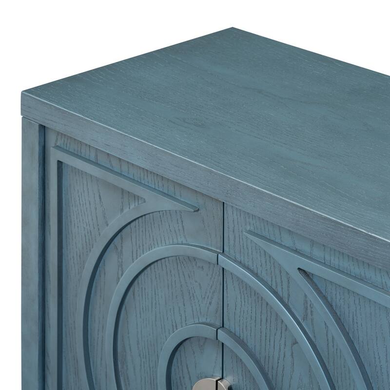 Retro Sideboard with Circular Groove Design Metal Handle