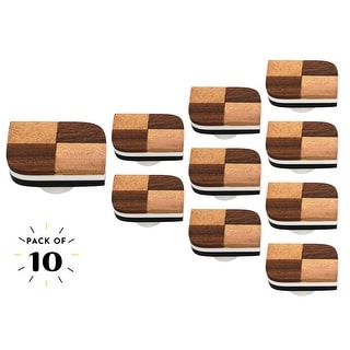 MH Decor Checkered Wave Design Resin and Wood Cabinet Knob Pack of