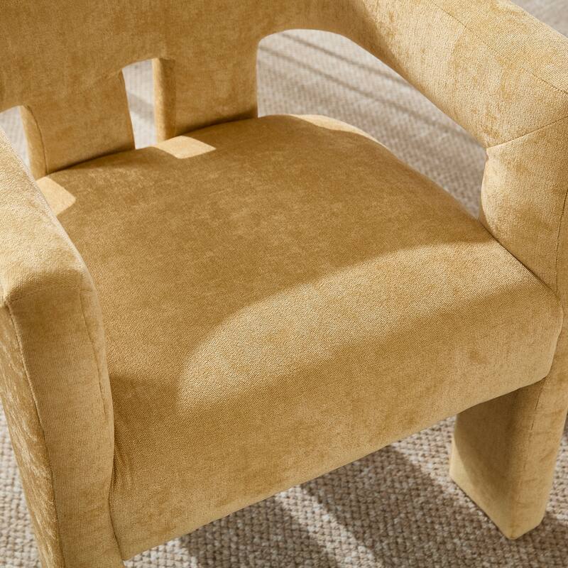 Chenille Barrel Chair Set of 2 with Wood Frame