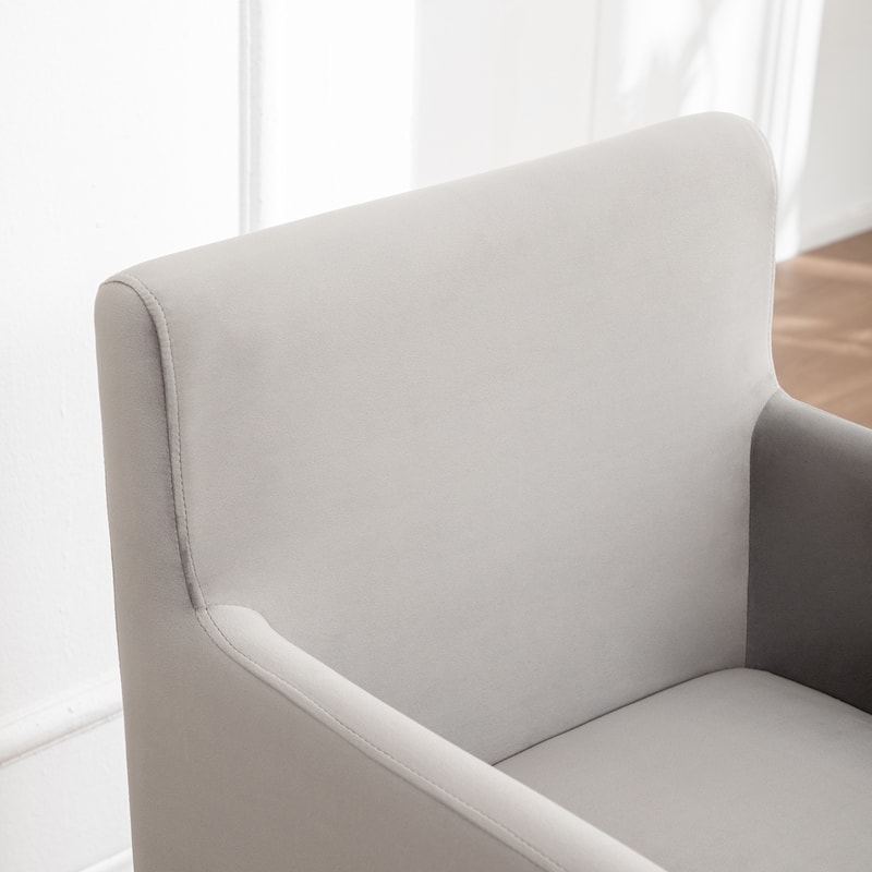 SEYNAR Modern Velvet Accent Arm Dining Chair Set of 2 with Metal Legs