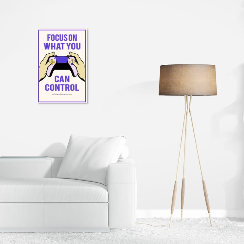 Wynwood Studio Canvas Typography and Quotes Focus on Control Purple and Vanilla Modern & Contemporary Wall Art Canvas Print - 24 x 16
