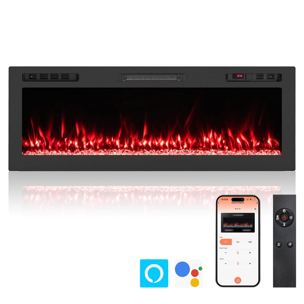 Costway 50" Smart WiFi Electric Fireplace Work with Alexa & Google - See Details