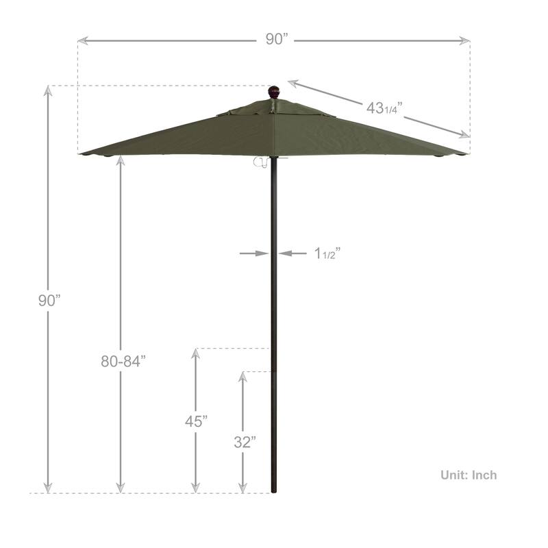 California Umbrella 7.5' Rd.. Aluminum Frame, Fiberglass Rib Market Umbrella, Push Open, Bronze Finish, Olefin Fabric