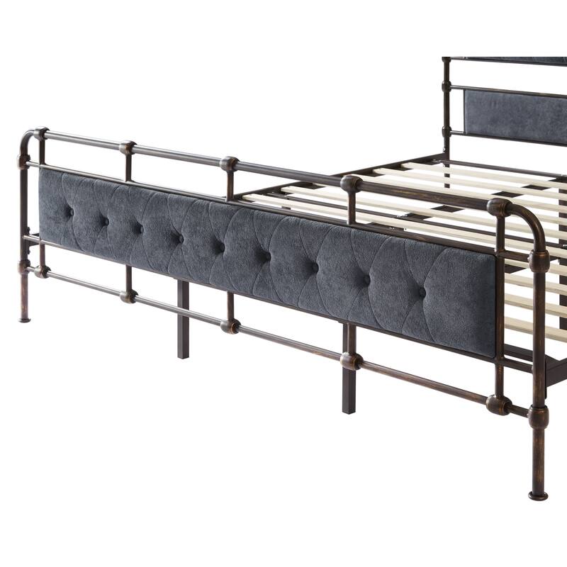 King Size Platform Bed Hige Boad Bed with Soft Headboard & Footboard