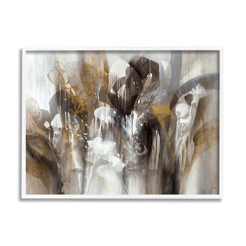 Stupell Abstract Cascading Shapes Modern Brown White Black Painting Framed Wall Art