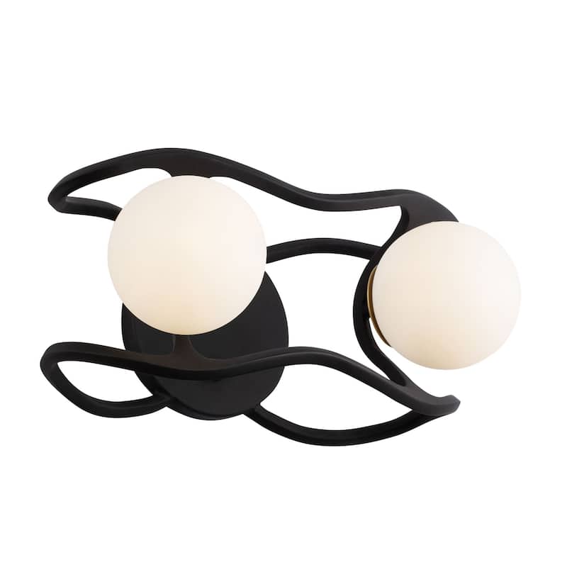 Varaluz Black Betty 2-Light Bathroom Vanity Light - Carbon/French Gold - Carbon, French Gold, Frosted White