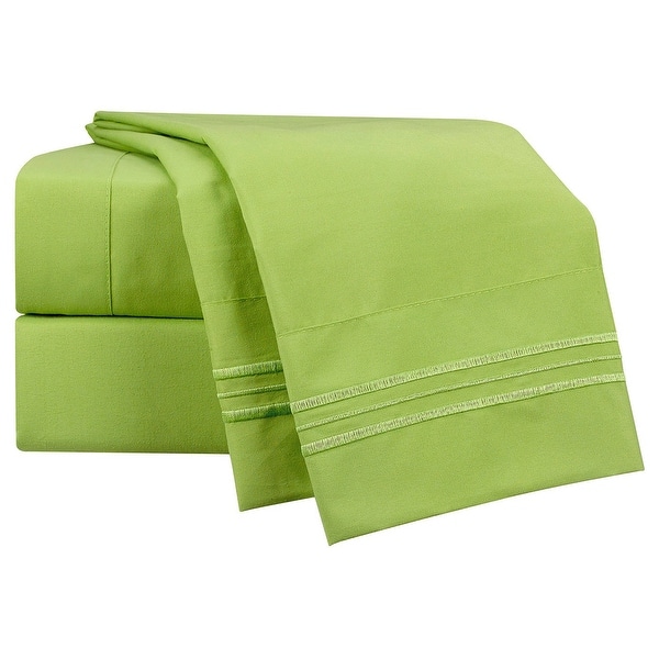 slide 2 of 3, Clara Clark Bright Bed Sheet Set Garden Green - King