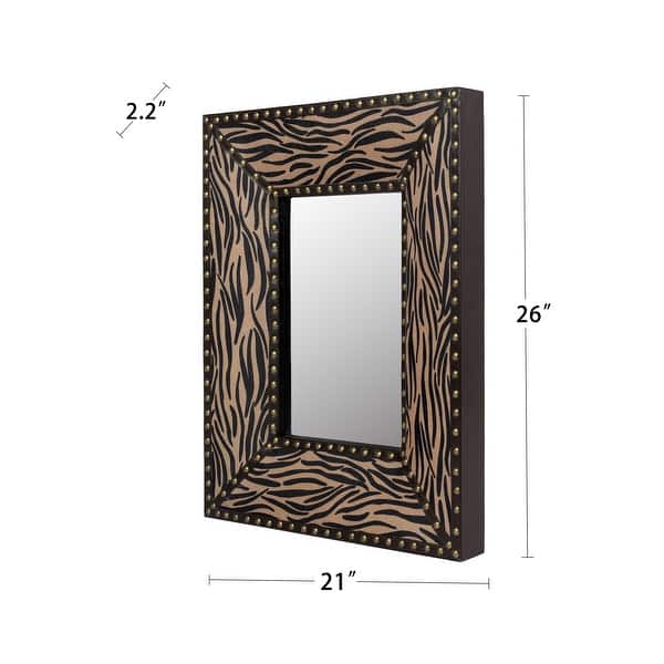 dimension image slide 1 of 6, Rectangle Rivet Decorative Wall Hanging Mirror