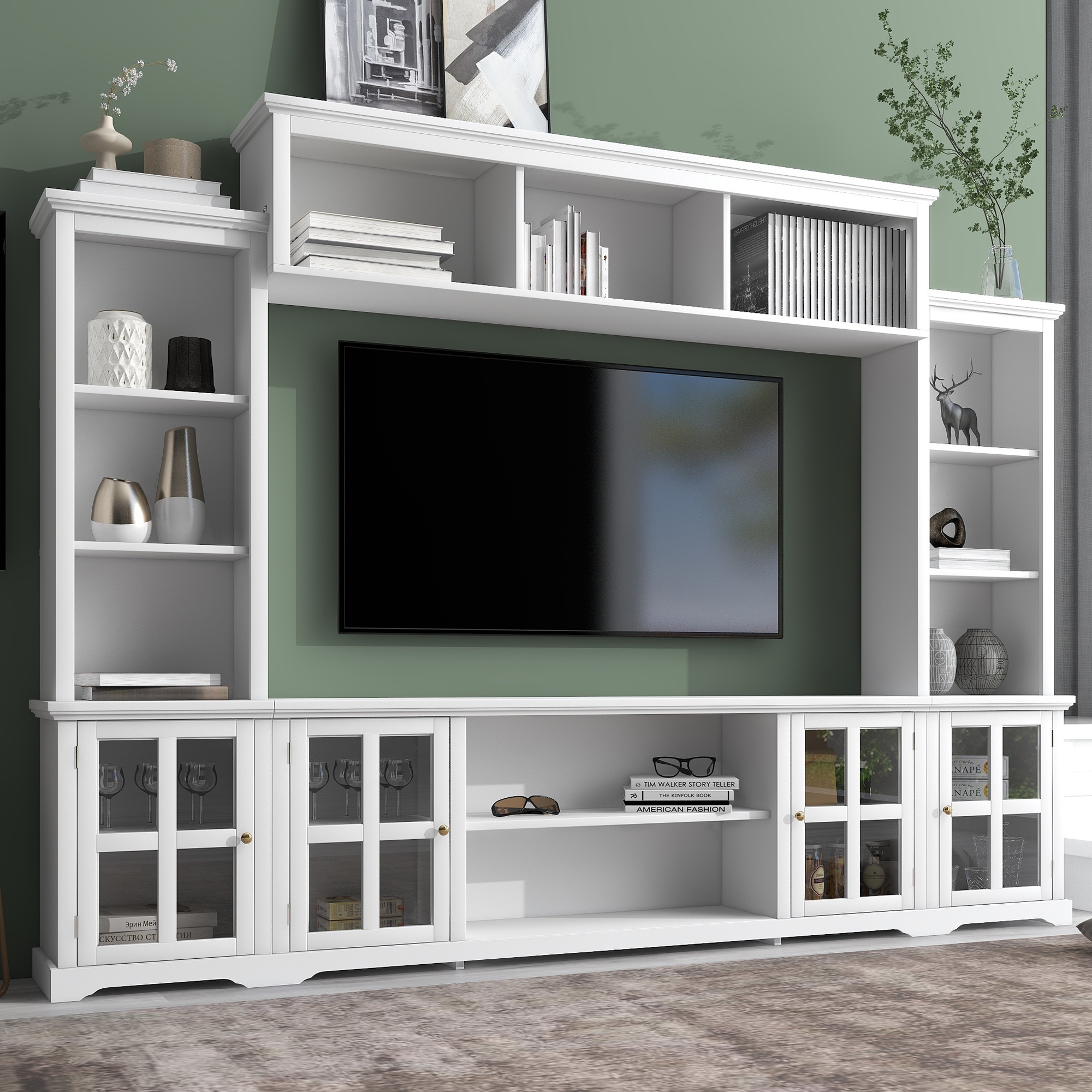 White entertainment 2025 center wall unit