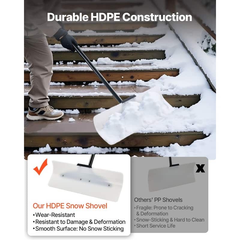 Plastic Snow Shovel with Widened Blade and Textured Anti-Slip Handle for Easy Snow Removal