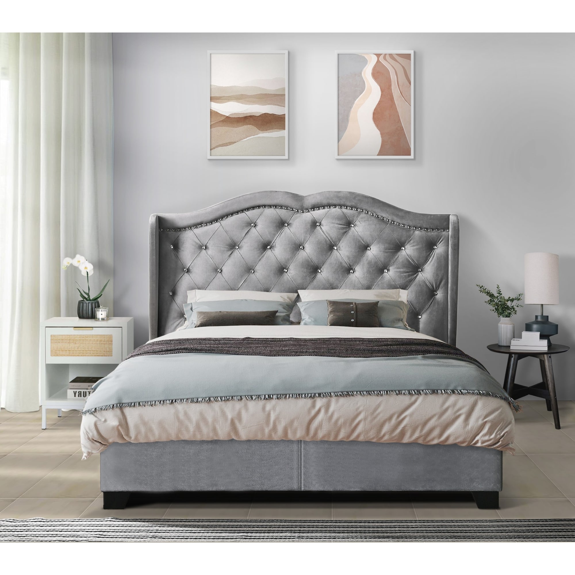 Transitional Yes Velvet Beds Bed Bath Beyond